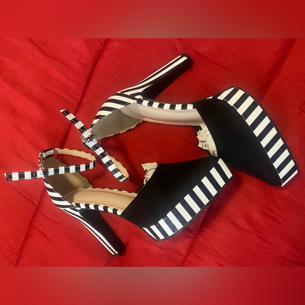 Chunky Heel Pointed Toe Color Block Waterproof Pl… - image 3